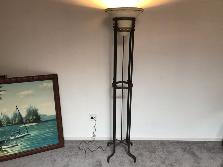 Large Freestanding Floor Lamp With Metal Base Heavy 7'H [Photo 2]