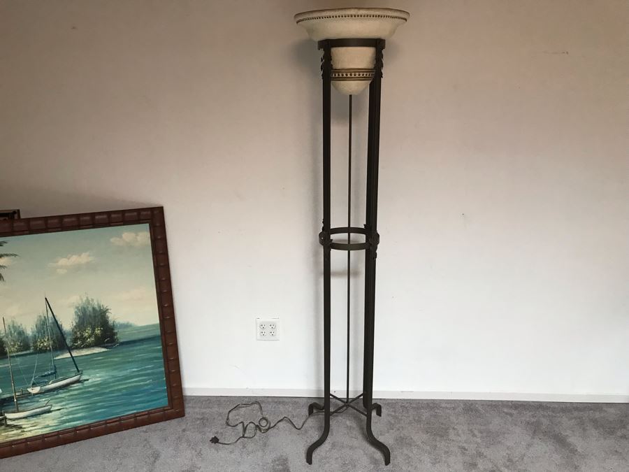 Large Freestanding Floor Lamp With Metal Base Heavy 7'H [Photo 9]
