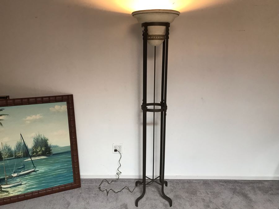 Large Freestanding Floor Lamp With Metal Base Heavy 7'H [Photo 1]