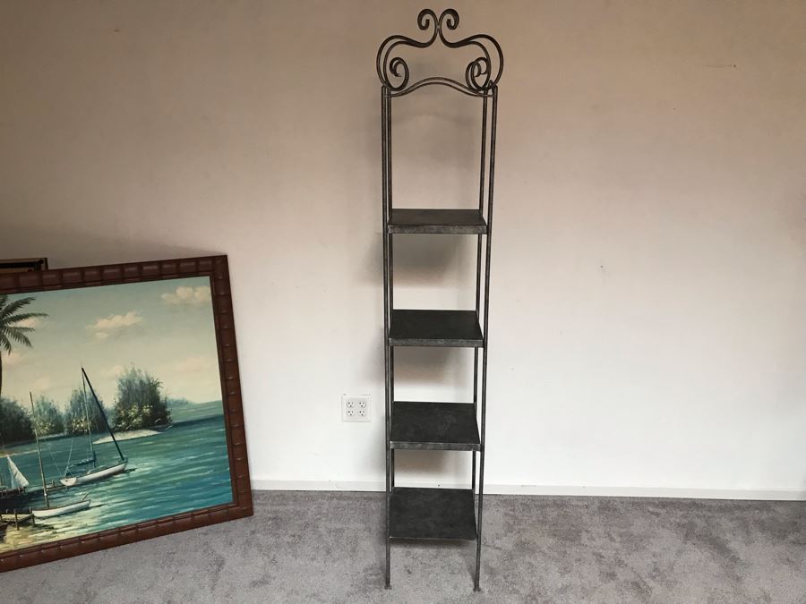 Galvanized Metal Freestanding Shelf With Four Shelves 12.5W X 73H [Photo 3]