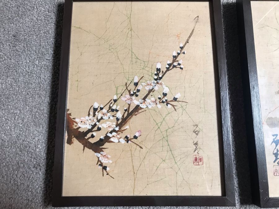 Set Of Four Signed Original Chinese Batik Paintings Each 9 X 12 [Photo 8]