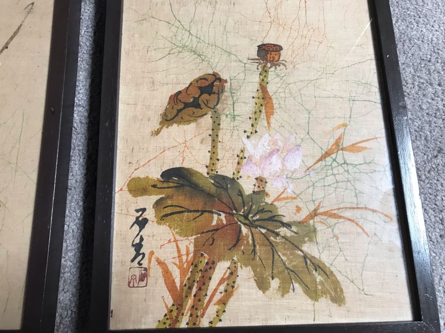 Set Of Four Signed Original Chinese Batik Paintings Each 9 X 12 [Photo 11]