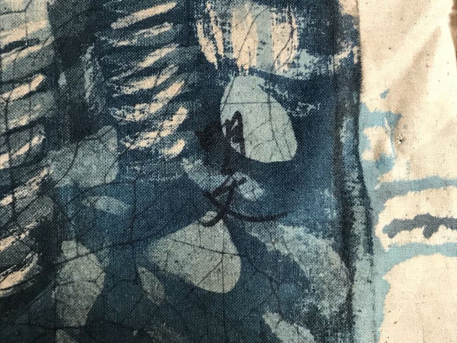 Original Signed Chinese Batik Painting On Cloth 28 X 35 [Photo 11]