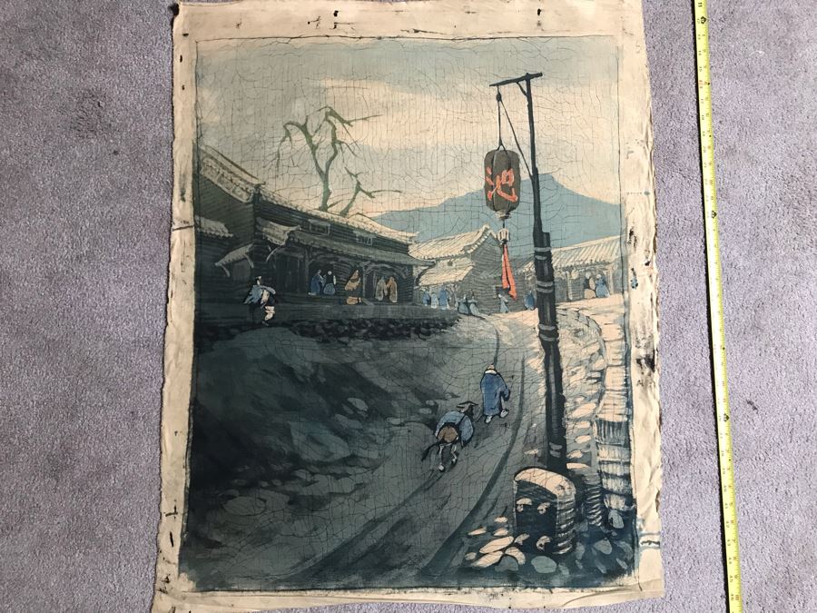 Original Signed Chinese Batik Painting On Cloth 28 X 35 [Photo 13]