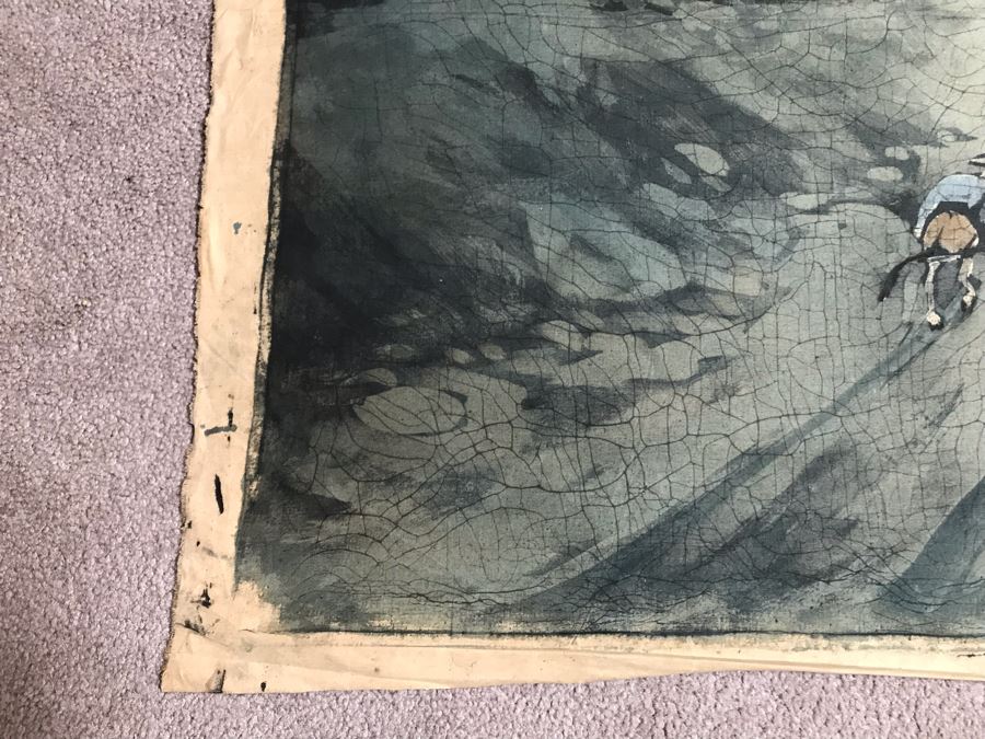 Original Signed Chinese Batik Painting On Cloth 28 X 35 [Photo 12]