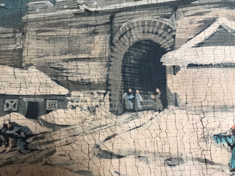 Original Signed Chinese Batik Painting On Cloth 35 X 27 [Photo 7]