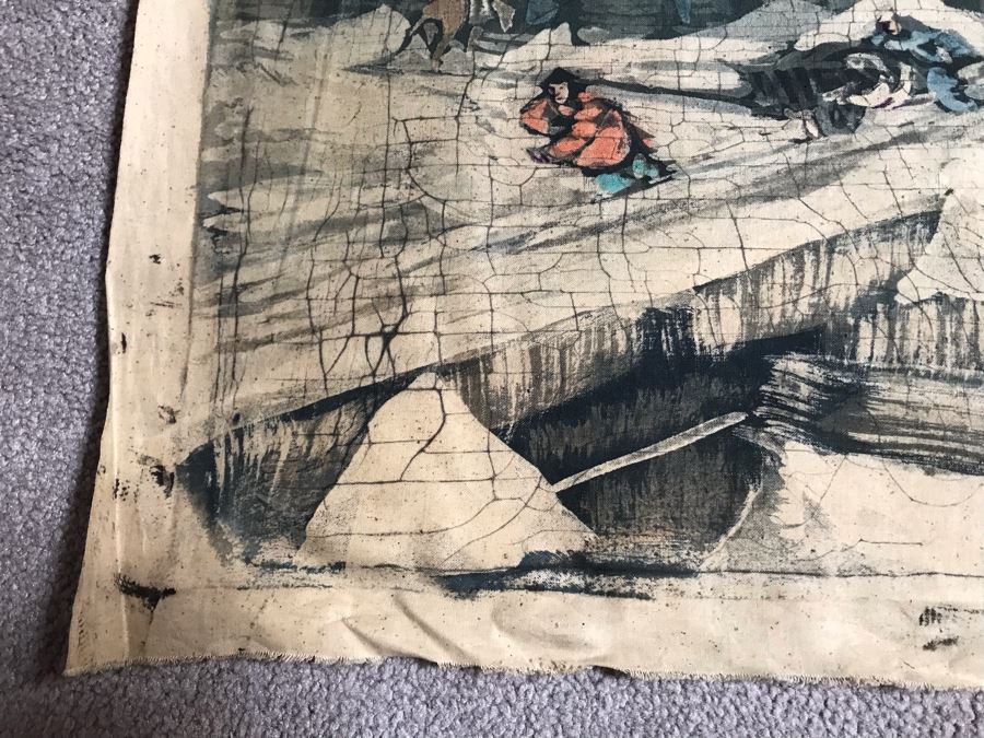 Original Signed Chinese Batik Painting On Cloth 35 X 27 [Photo 11]