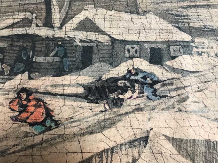 Original Signed Chinese Batik Painting On Cloth 35 X 27 [Photo 10]