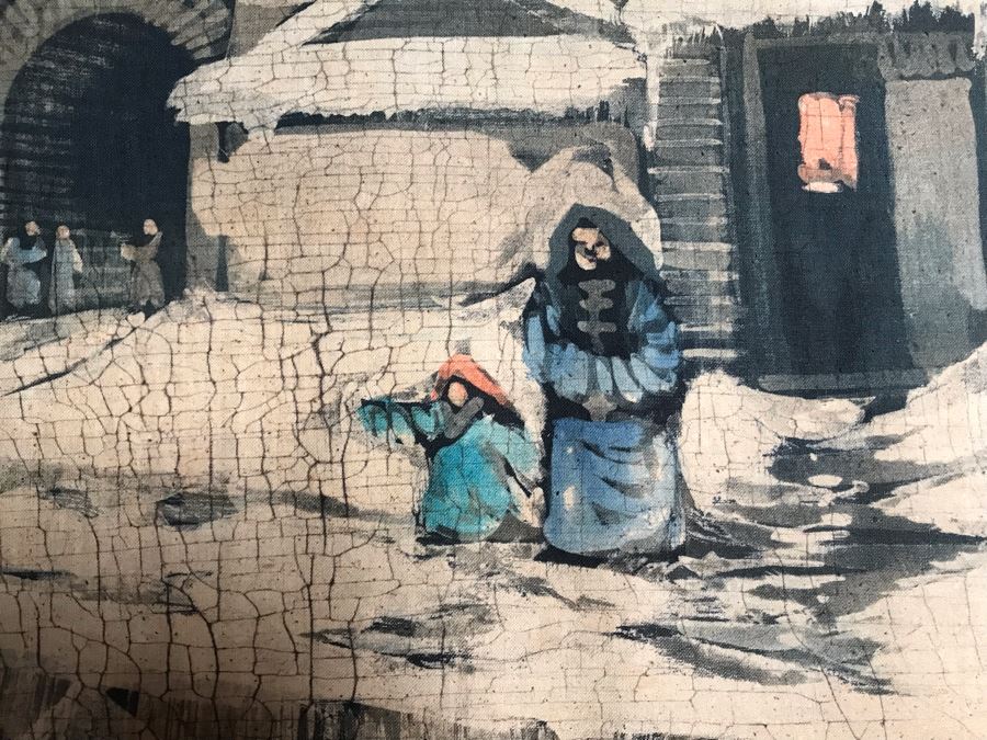 Original Signed Chinese Batik Painting On Cloth 35 X 27 [Photo 5]