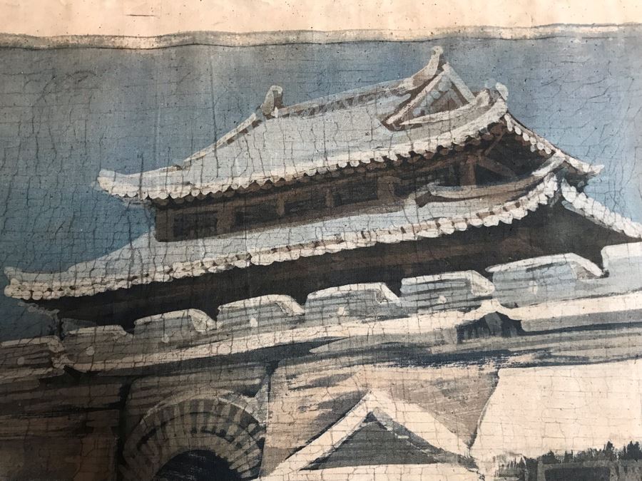 Original Signed Chinese Batik Painting On Cloth 35 X 27 [Photo 6]