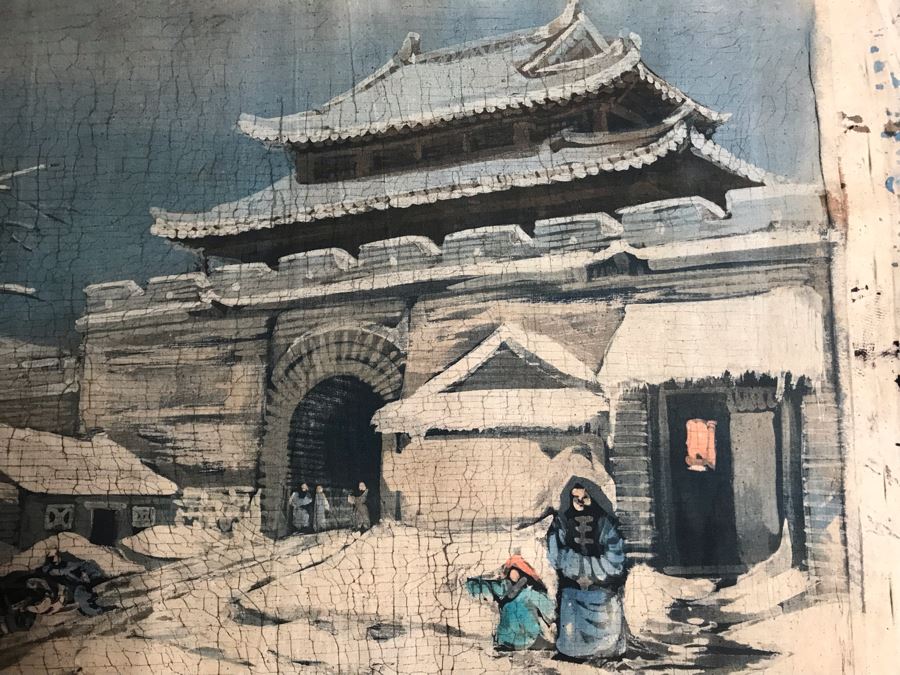 Original Signed Chinese Batik Painting On Cloth 35 X 27 [Photo 4]