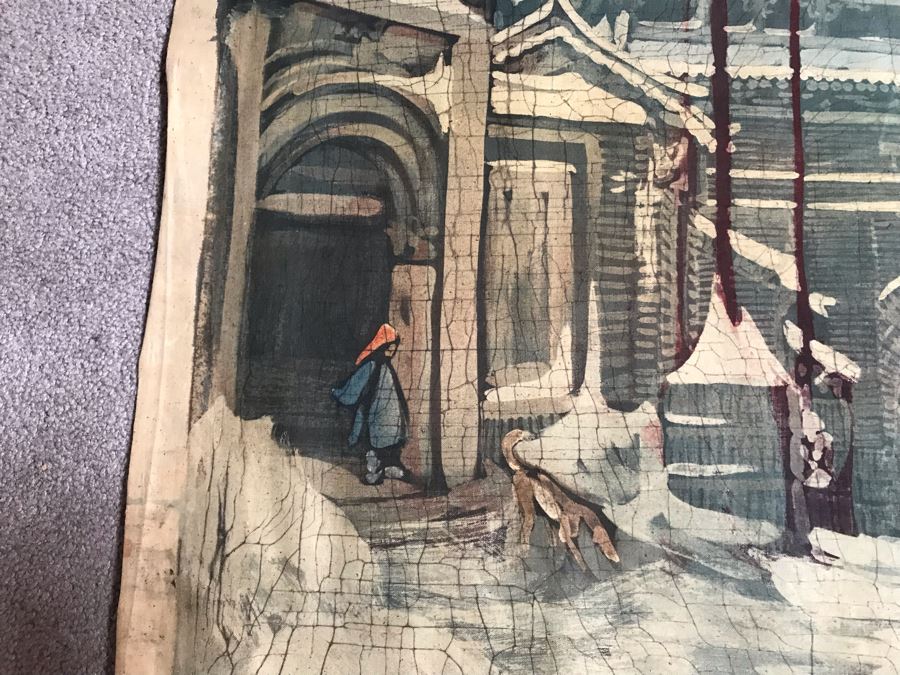 Original Signed Chinese Batik Painting On Cloth 35 X 27 [Photo 6]