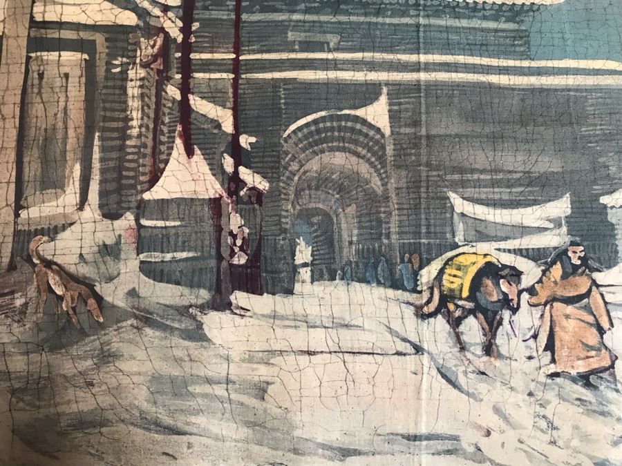 Original Signed Chinese Batik Painting On Cloth 35 X 27 [Photo 8]