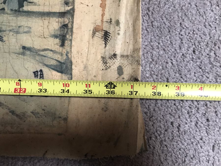 Original Signed Chinese Batik Painting On Cloth 35 X 27 [Photo 21]