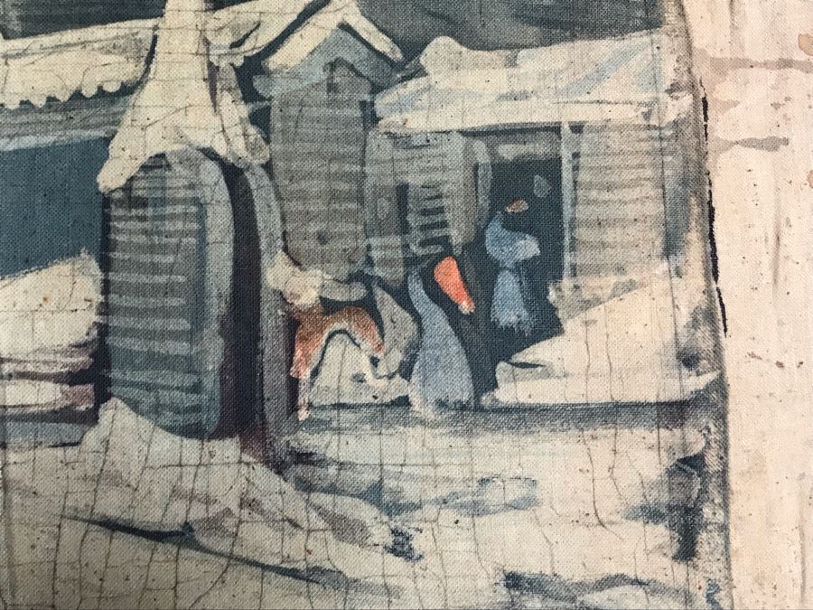 Original Signed Chinese Batik Painting On Cloth 35 X 27 [Photo 16]