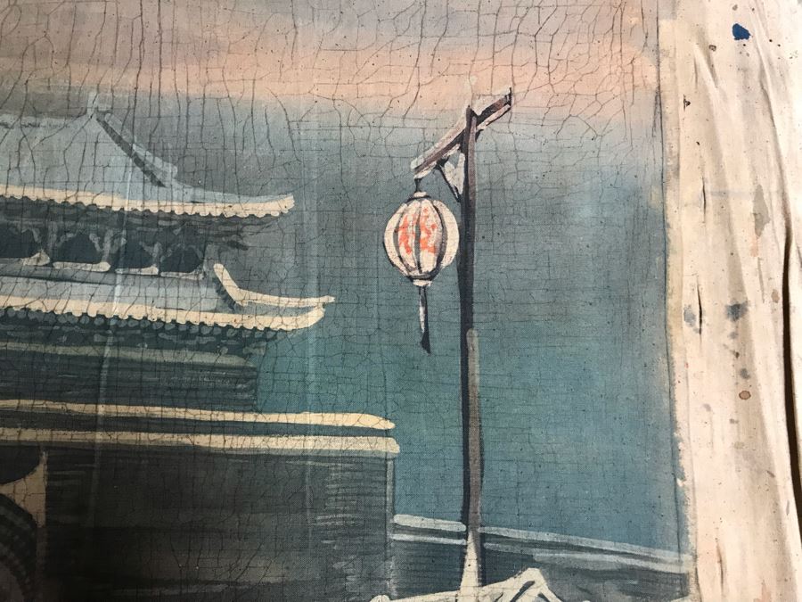 Original Signed Chinese Batik Painting On Cloth 35 X 27 [Photo 10]