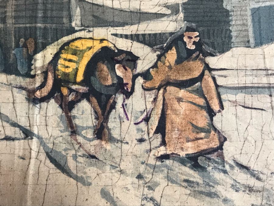 Original Signed Chinese Batik Painting On Cloth 35 X 27 [Photo 14]