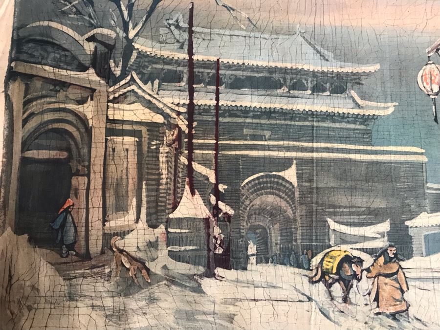 Original Signed Chinese Batik Painting On Cloth 35 X 27 [Photo 5]