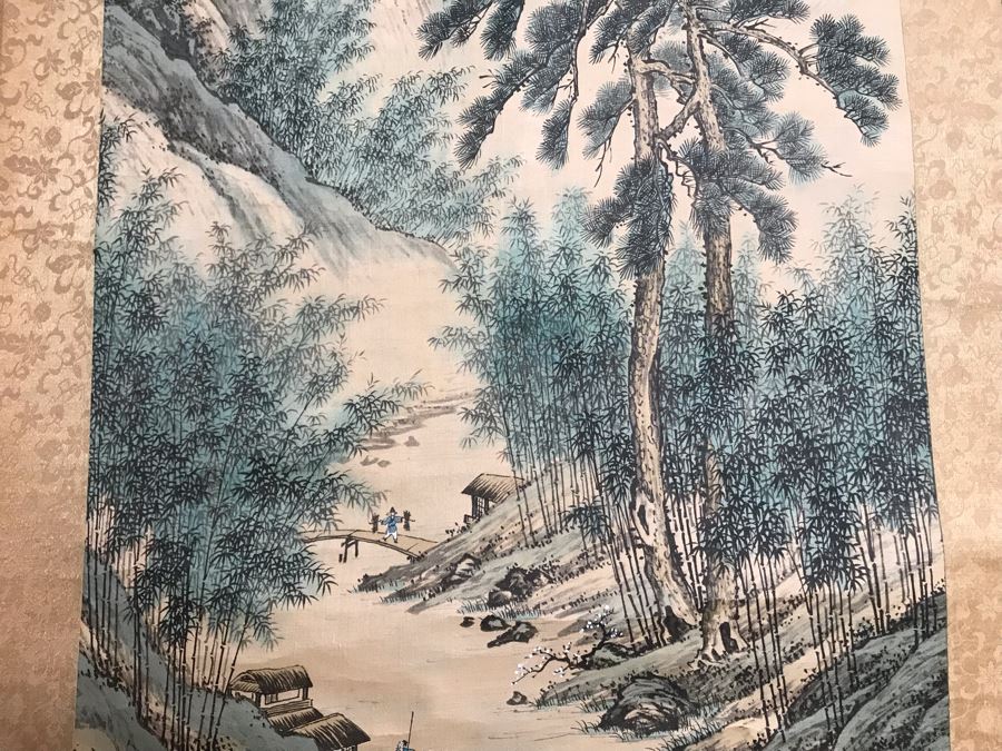 Original Signed Chinese Landscape Scroll Painting 17 X 42 [Photo 4]