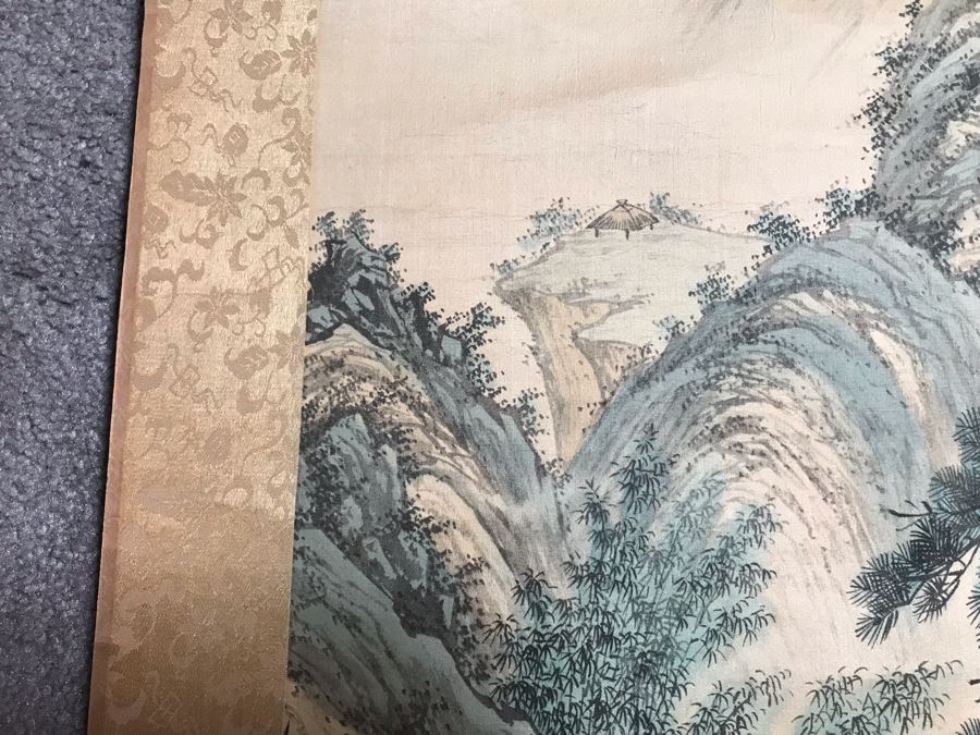 Original Signed Chinese Landscape Scroll Painting 17 X 42 [Photo 22]