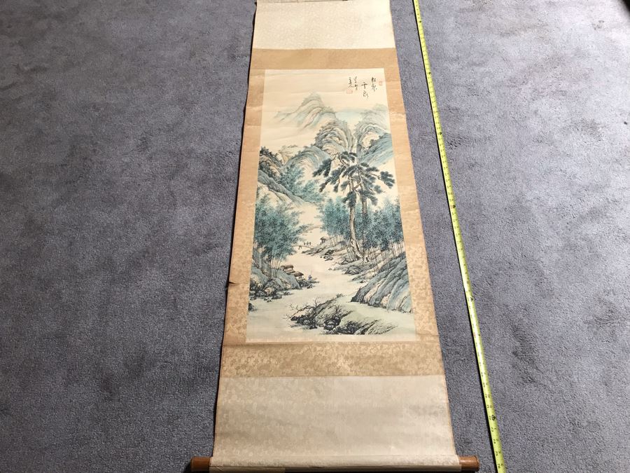 Original Signed Chinese Landscape Scroll Painting 17 X 42 [Photo 1]