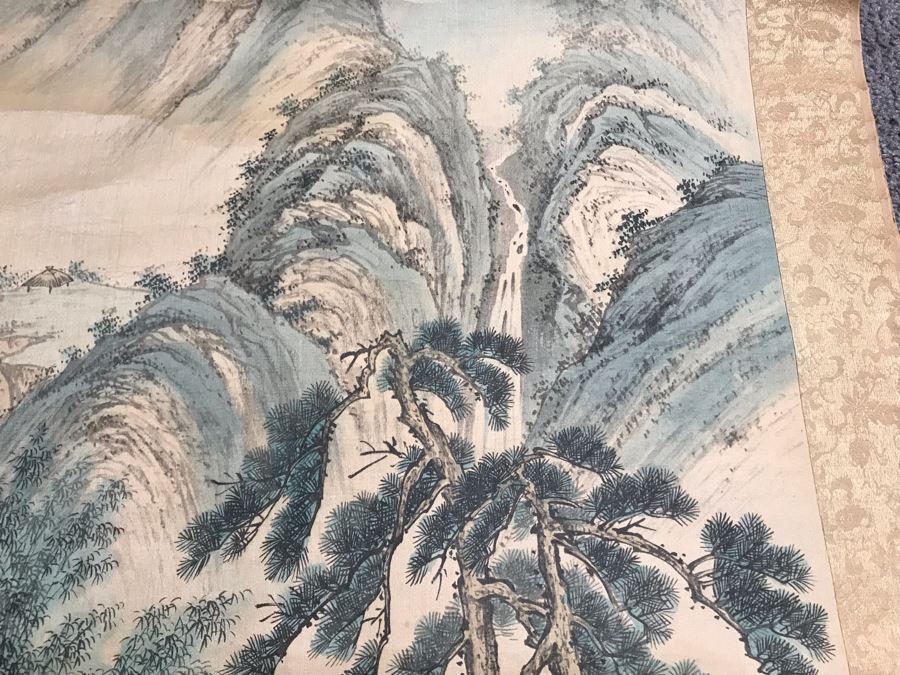 Original Signed Chinese Landscape Scroll Painting 17 X 42 [Photo 3]