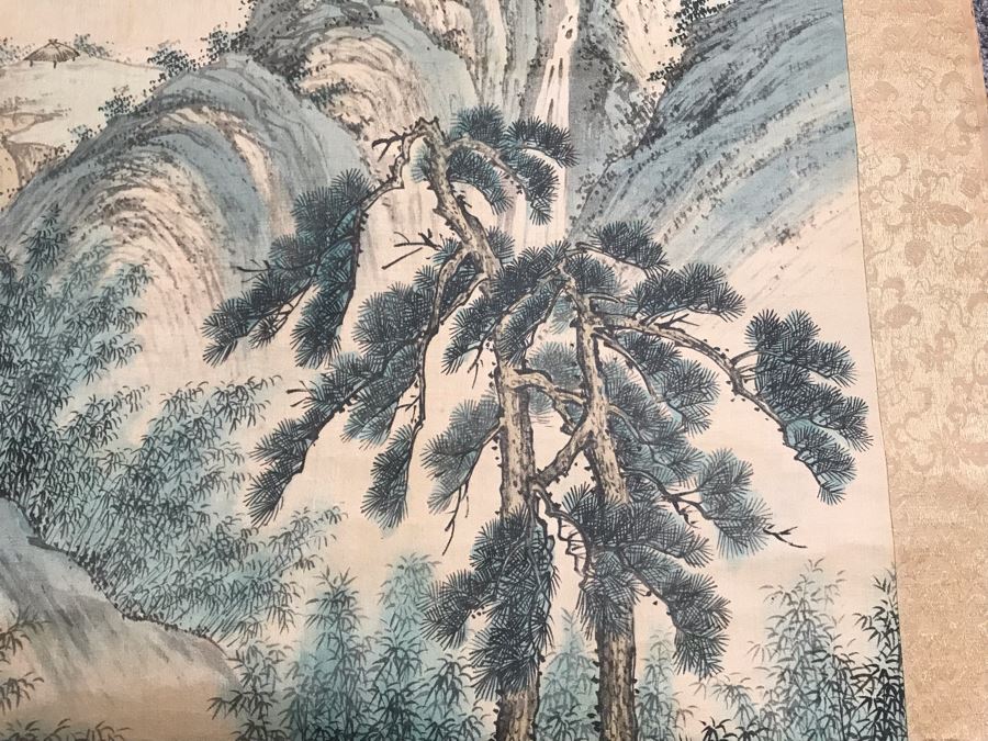 Original Signed Chinese Landscape Scroll Painting 17 X 42 [Photo 13]