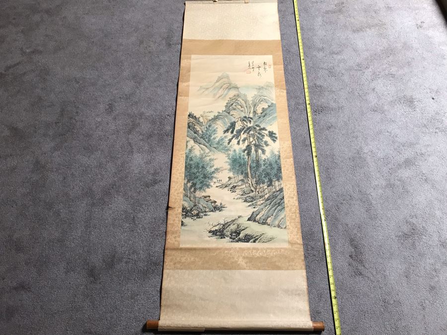 Original Signed Chinese Landscape Scroll Painting 17 X 42 [Photo 14]
