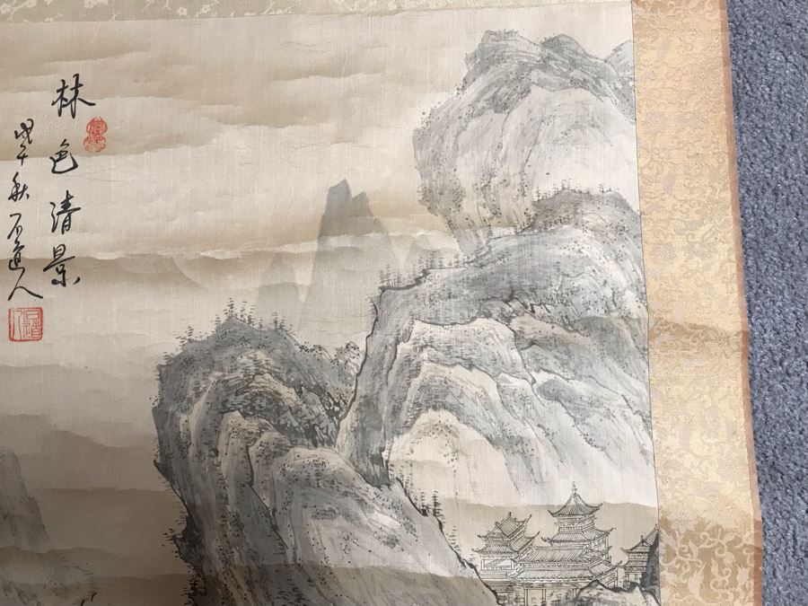 Original Signed Chinese Landscape Scroll Painting 17 X 42 [Photo 11]