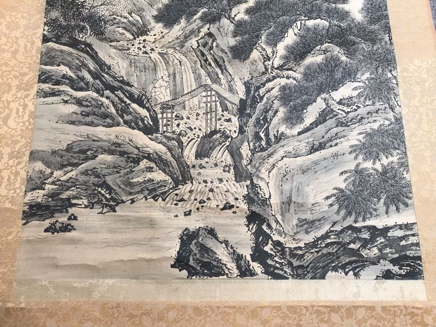 Original Signed Chinese Landscape Scroll Painting 17 X 42 [Photo 22]