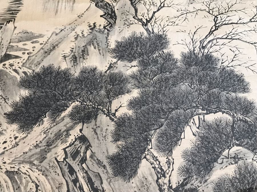 Original Signed Chinese Landscape Scroll Painting 17 X 42 [Photo 25]