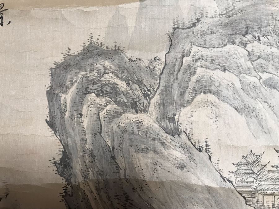 Original Signed Chinese Landscape Scroll Painting 17 X 42 [Photo 12]