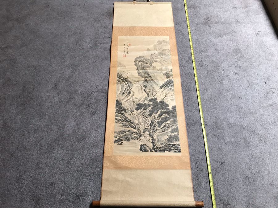 Original Signed Chinese Landscape Scroll Painting 17 X 42 [Photo 1]
