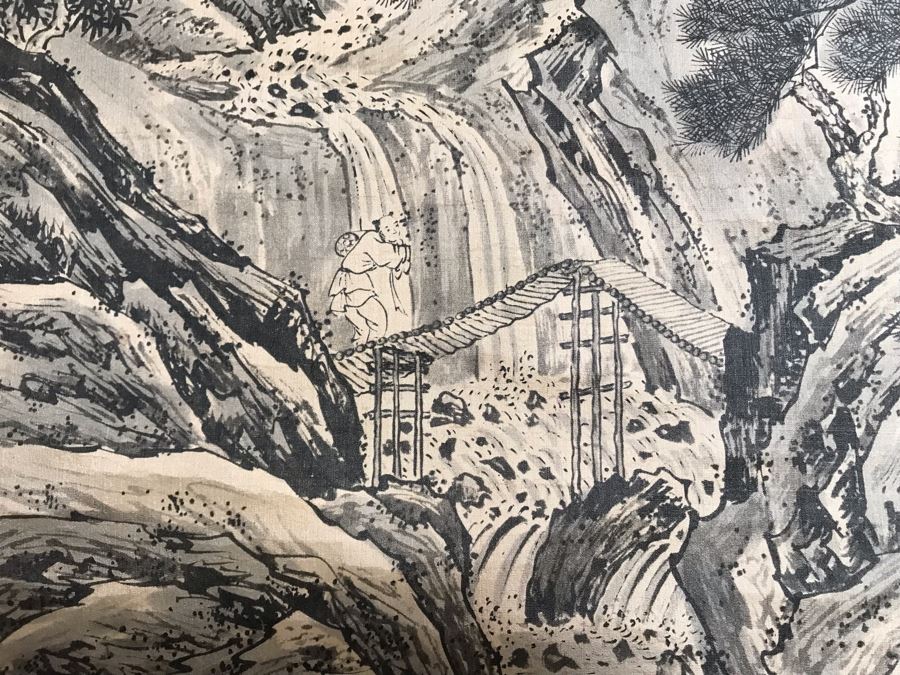 Original Signed Chinese Landscape Scroll Painting 17 X 42 [Photo 19]