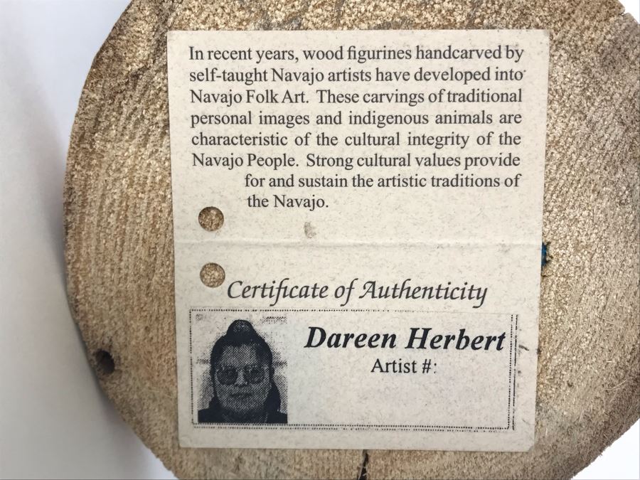 Signed Navajo Folk Art Handcarved Wood Bird Figurine By Dareen Herbert 9W X 4D X 9H [Photo 7]
