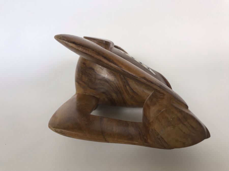 Wooden Carved Figure-Head Sculpture With Mother Of Pearl Inlay Tribal Figure From Solomon Islands 3.5W X 5.5D X 10H [Photo 9]