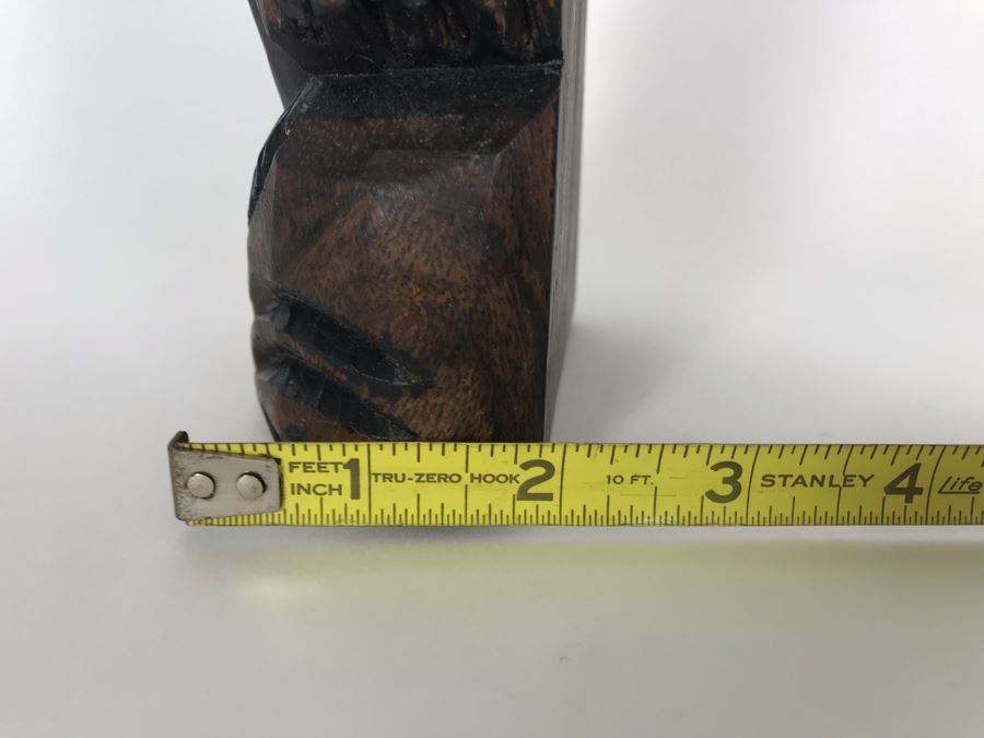 Hawaiian Hand Carved Tiki Sculputer (Eyes Up) Prosperity, Love & Peace By Kalolo Tangatailoa 4.5W X 2D X 12H [Photo 10]