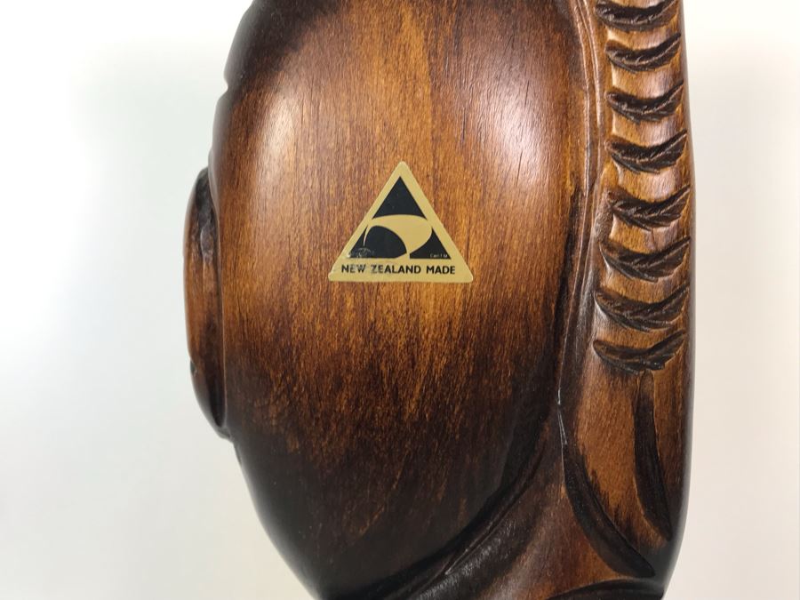 Hand Carved Wooden New Zealand Teko Teko Sculpture With Paua Shell Eyes By Te Karuhiruhi [Photo 8]