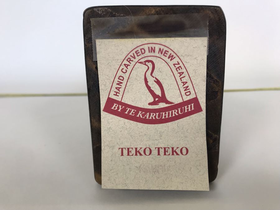 Hand Carved Wooden New Zealand Teko Teko Sculpture With Paua Shell Eyes By Te Karuhiruhi [Photo 10]