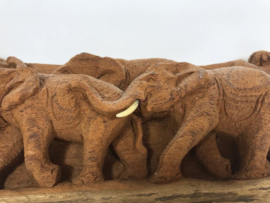 Relief Carved Elephant Herd Sculpture 12.5W X 3D X 5H [Photo 7]