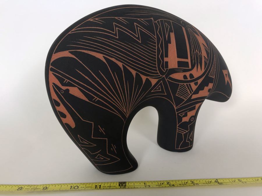 Signed Native American Acoma New Mexico Pottery Bear By A. C. 11W X 3D X 7.5H [Photo 6]