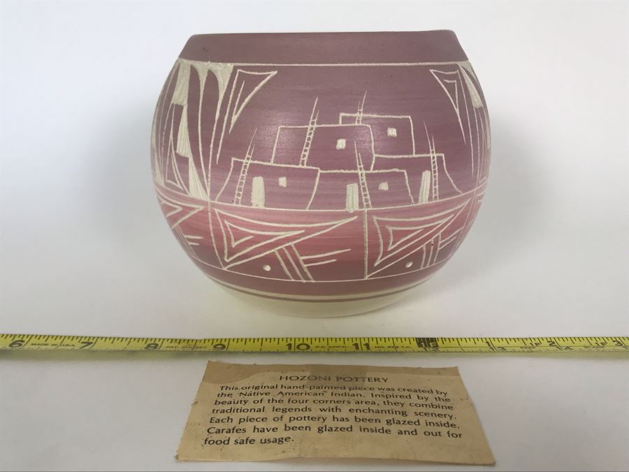 Signed Native American Hozoni Pottery Hand Painted 6W X 5H [Photo 5]