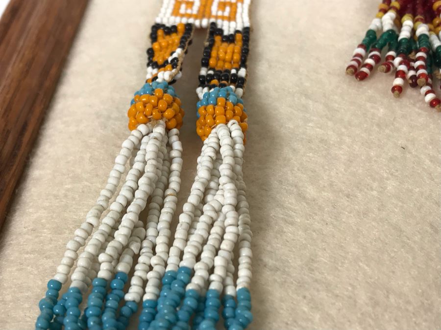 Framed Old Native American Beaded Jewelry And Silver Turqoise Bracelet [Photo 16]