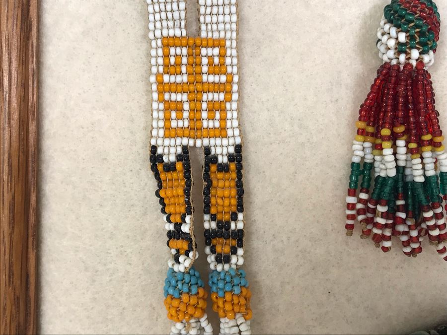 Framed Old Native American Beaded Jewelry And Silver Turqoise Bracelet [Photo 5]