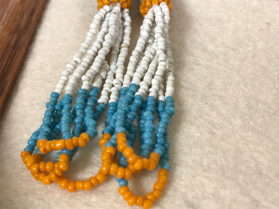 Framed Old Native American Beaded Jewelry And Silver Turqoise Bracelet [Photo 17]