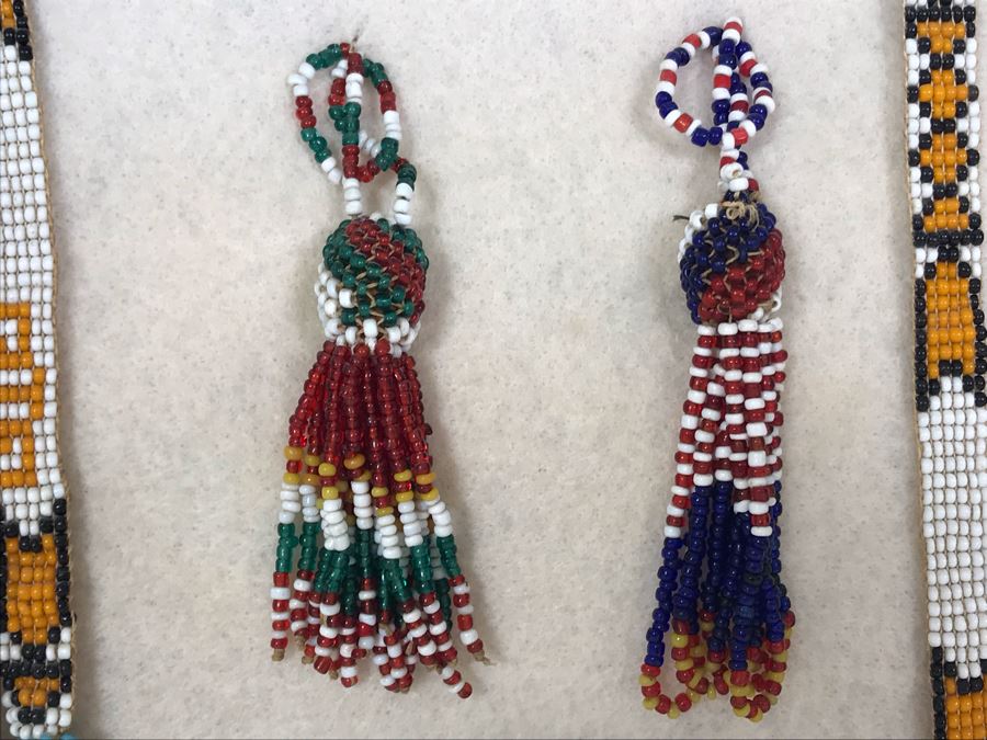 Framed Old Native American Beaded Jewelry And Silver Turqoise Bracelet [Photo 6]