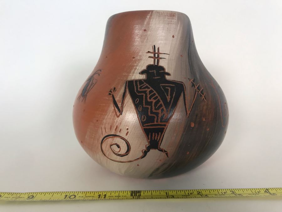 Signed Native American Pottery Signature Illegible From Cedar Mesa Pottery 6 X 9
