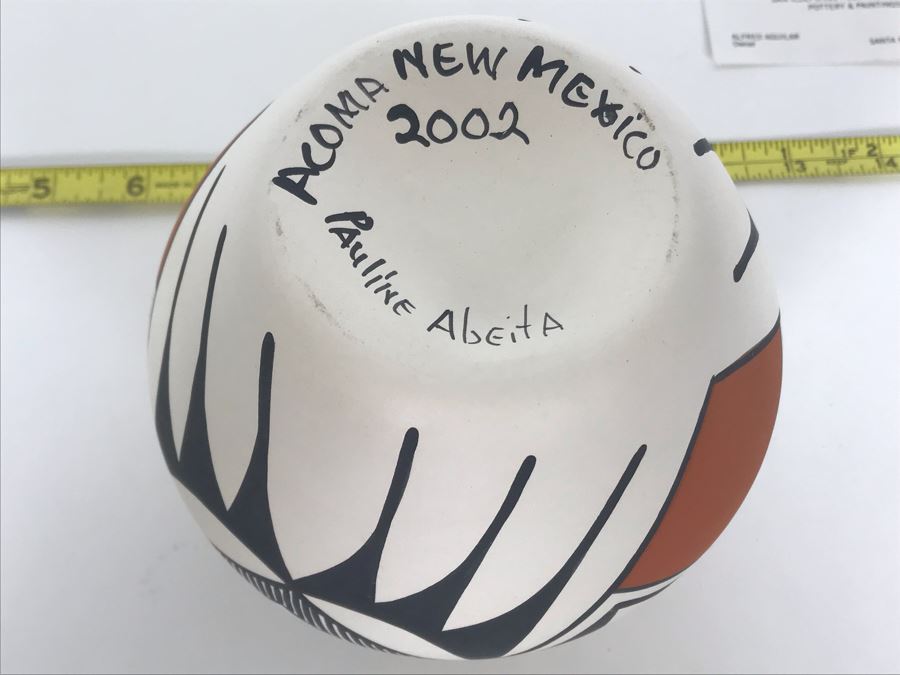 Signed Native American Pottery Acoma New Mexico By Pauline Abeita 5 X 5 [Photo 7]