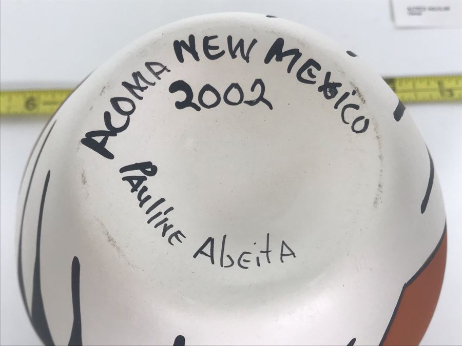 Signed Native American Pottery Acoma New Mexico By Pauline Abeita 5 X 5 [Photo 8]