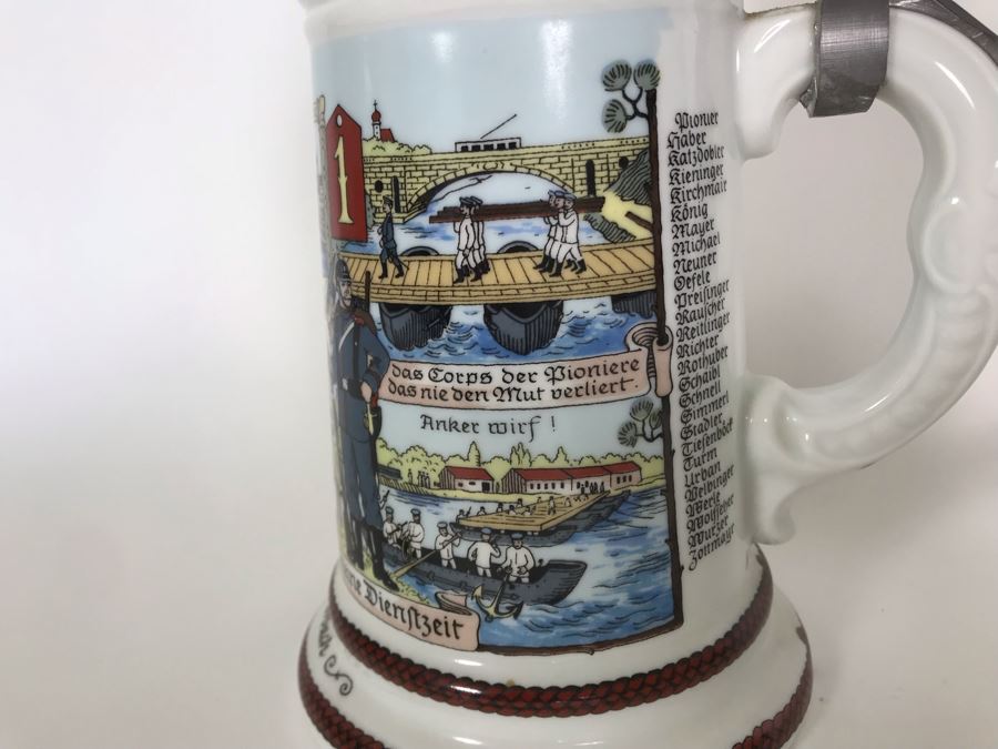 Vintage German Beer Stein With Train On Lid 9.5H [Photo 7]